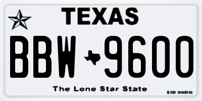 TX license plate BBW9600