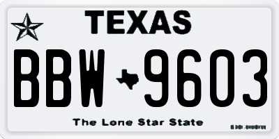 TX license plate BBW9603