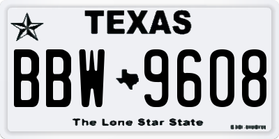 TX license plate BBW9608