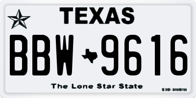 TX license plate BBW9616