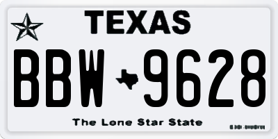 TX license plate BBW9628