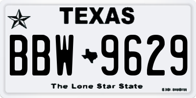 TX license plate BBW9629