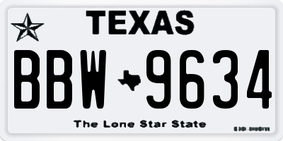 TX license plate BBW9634