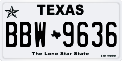 TX license plate BBW9636