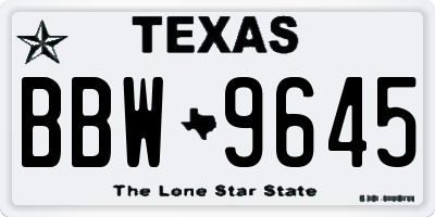 TX license plate BBW9645
