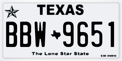 TX license plate BBW9651