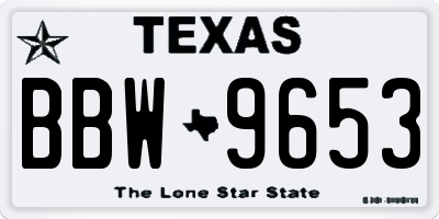 TX license plate BBW9653
