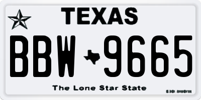 TX license plate BBW9665