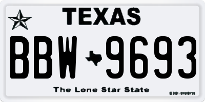 TX license plate BBW9693