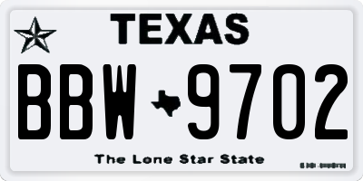 TX license plate BBW9702