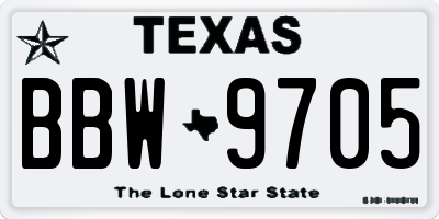 TX license plate BBW9705