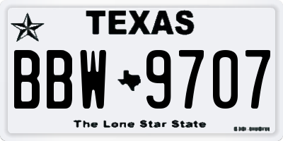 TX license plate BBW9707