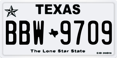 TX license plate BBW9709