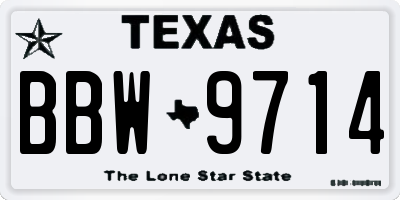 TX license plate BBW9714