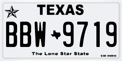TX license plate BBW9719