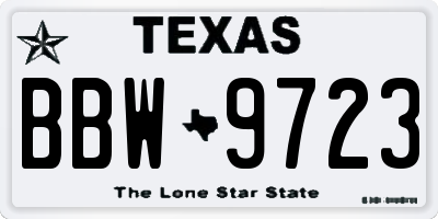 TX license plate BBW9723