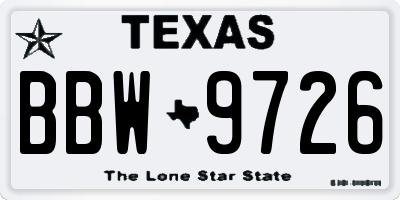 TX license plate BBW9726