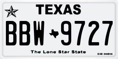 TX license plate BBW9727