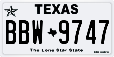 TX license plate BBW9747