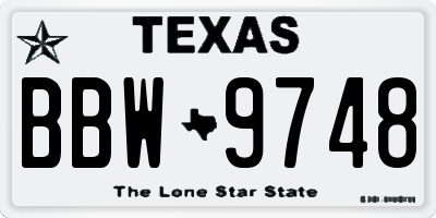 TX license plate BBW9748
