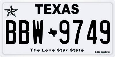 TX license plate BBW9749
