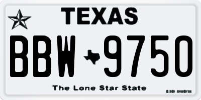 TX license plate BBW9750