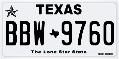 TX license plate BBW9760