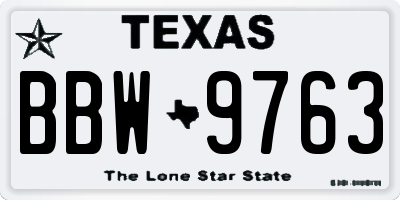 TX license plate BBW9763