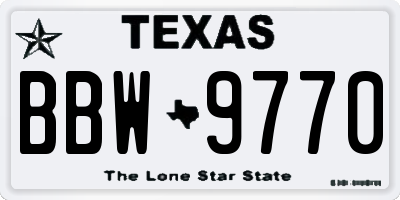 TX license plate BBW9770