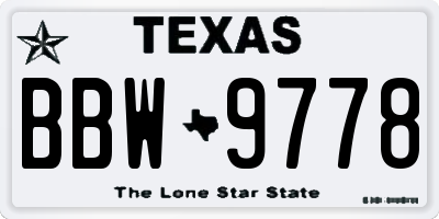 TX license plate BBW9778