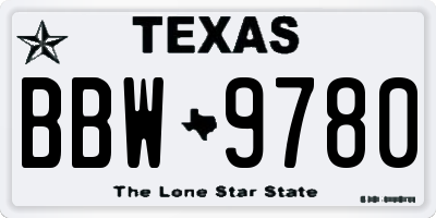 TX license plate BBW9780