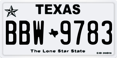 TX license plate BBW9783