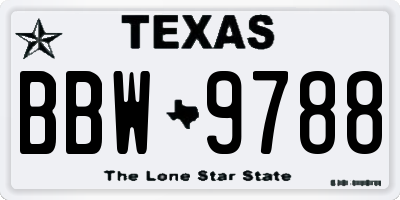 TX license plate BBW9788