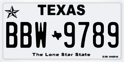 TX license plate BBW9789