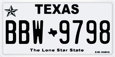 TX license plate BBW9798