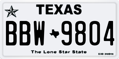 TX license plate BBW9804