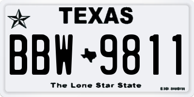 TX license plate BBW9811