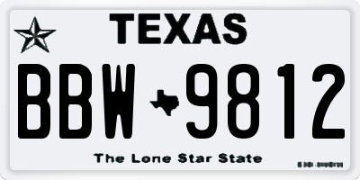 TX license plate BBW9812