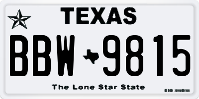 TX license plate BBW9815