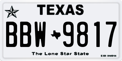TX license plate BBW9817