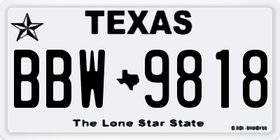 TX license plate BBW9818