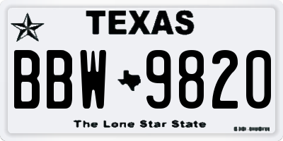 TX license plate BBW9820