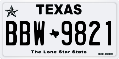TX license plate BBW9821