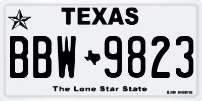 TX license plate BBW9823
