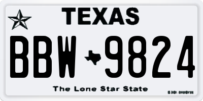TX license plate BBW9824