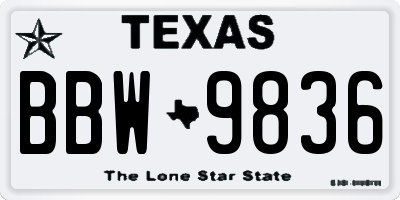 TX license plate BBW9836