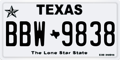 TX license plate BBW9838