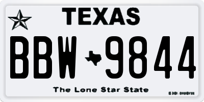 TX license plate BBW9844