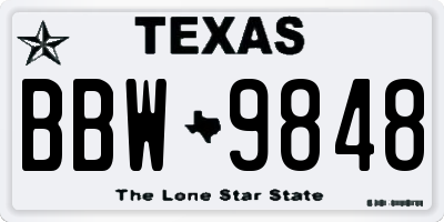 TX license plate BBW9848