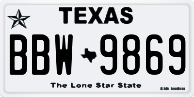 TX license plate BBW9869